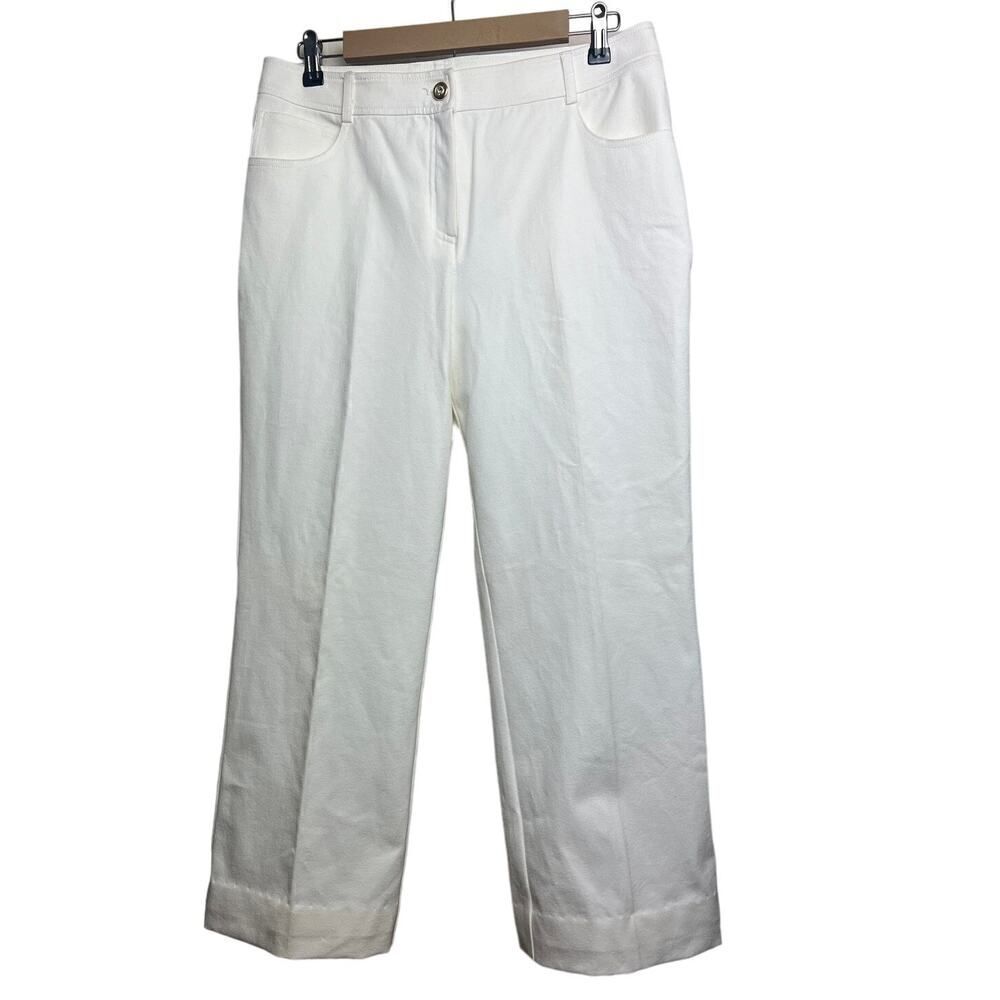 St. John Caviar Creamy White Wide Leg Jeans Sz. 10